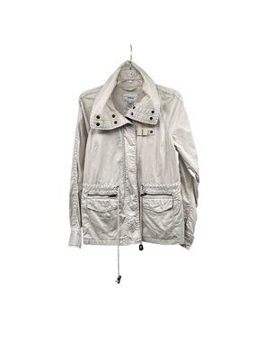 Sanctuary Surplus Womens Utility Jacket Cinched Waist Cream Medium Zip/Snap